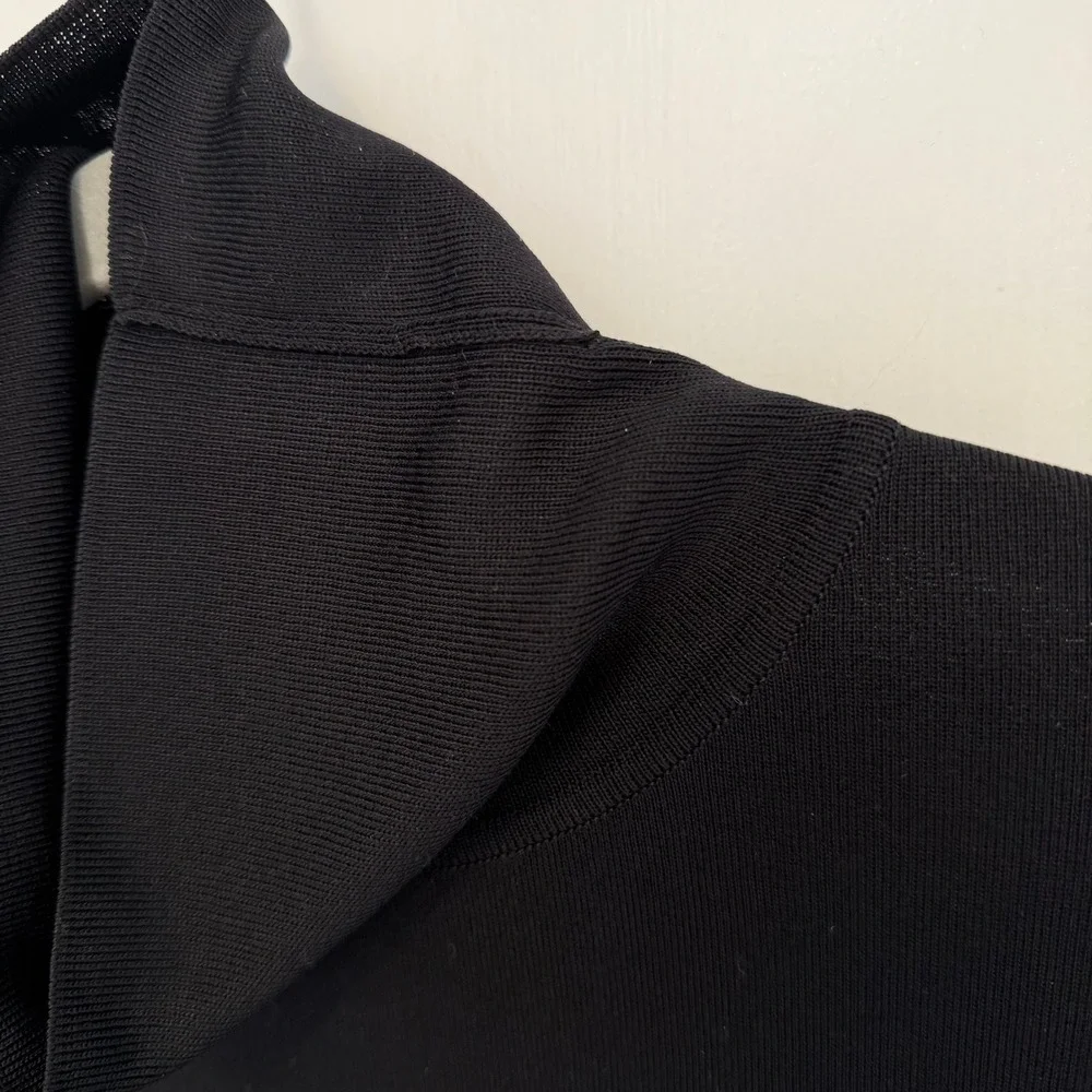 Women's Misook Black Turtleneck‎ Long Sleeve Knit Sweater Size L Side Slit